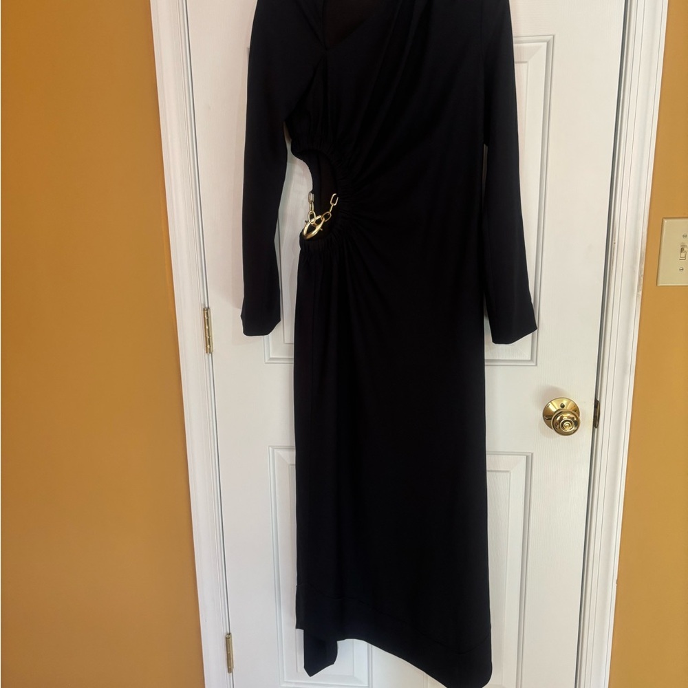 Jonathan Simkhai Black Long Sleeve Dress with Gold Accent